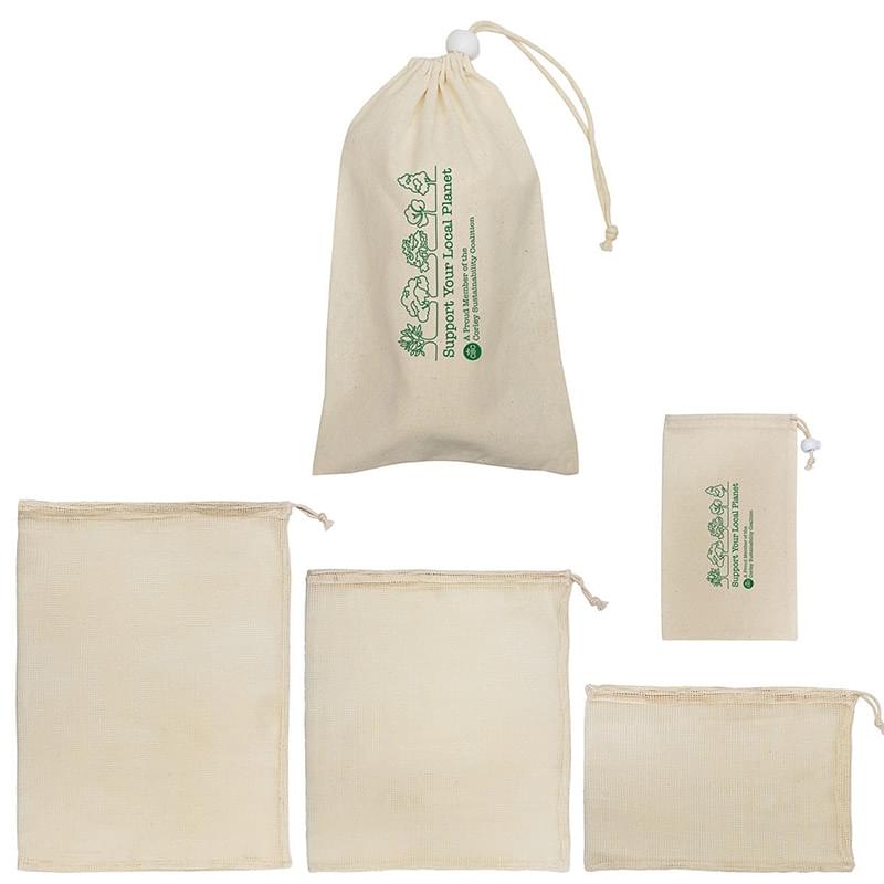 Reusable Cotton Mesh Produce Bag Set