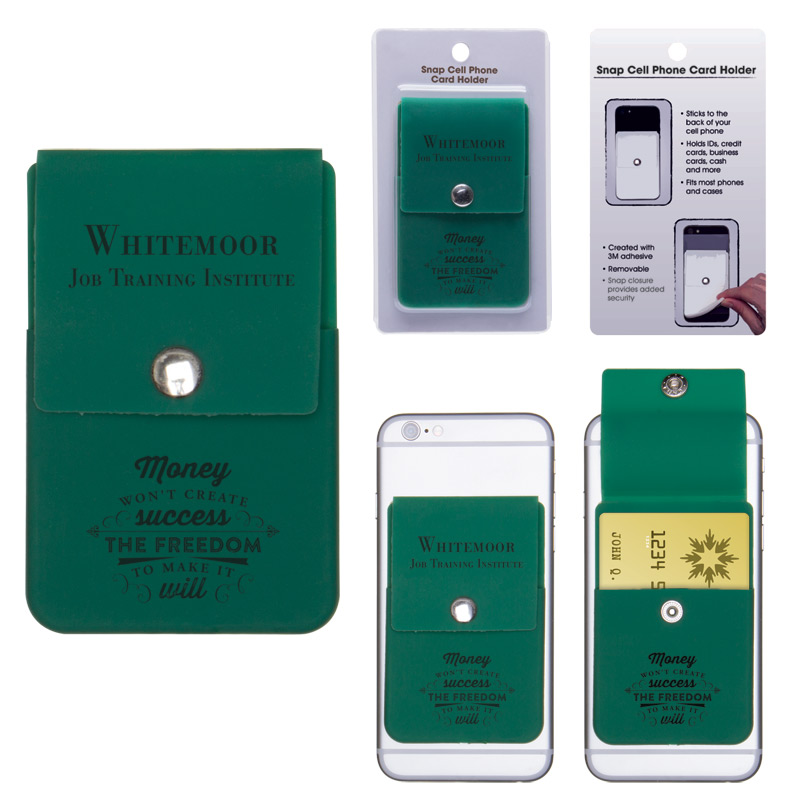Snap Cell Phone Card Holder w/Packaging