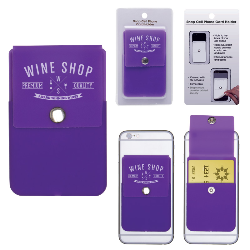 Snap Cell Phone Card Holder w/Packaging